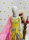 OC 228 Heavy Chinon With Embroidery Sequence Work With Soft Printed Work Gown With Dupatta Wholesale Online